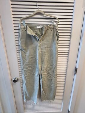Zara Sage Green Straight-Leg Chinos